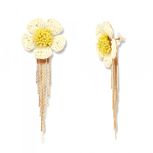 Musthave Bast Ohrringe Flower Off white-yellow-gold