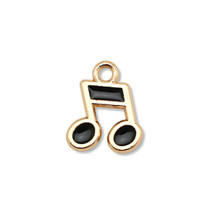 Anh&auml;nger Metall Enamel Musical Note Gold-black