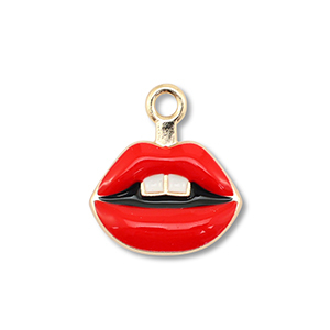 Anh&auml;nger Metall Enamel Kiss Gold-red