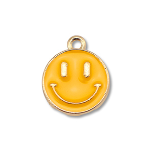 Anh&auml;nger Metall Enamel Smiley Gold-light orange