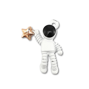 Anh&auml;nger Metall Enamel Astronaut Gold-white-black