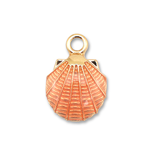 Anh&auml;nger Metall Enamel Shell Gold-peach pink