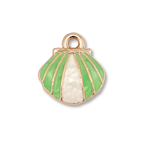 Anh&auml;nger Metall Enamel Shell Gold-light green-white