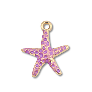 Anh&auml;nger Metall Enamel Starfish Gold-purple