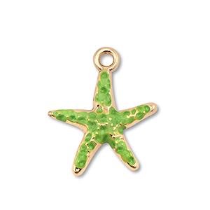 Anh&auml;nger Metall Enamel Starfish Gold-green