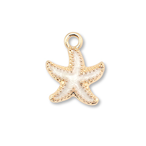 Anh&auml;nger Metall Enamel Starfish Gold-white