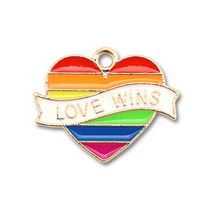 Anh&auml;nger Metall Enamel Heart "love wins" Gold-multicolour