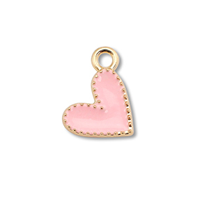 Anh&auml;nger Metall Enamel Heart Gold-light pink