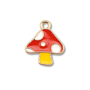 Anh&auml;nger Metall Enamel Mushroom Gold-red-yellow