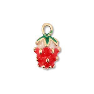 Anh&auml;nger Metall Enamel Strawberry Gold-red-green