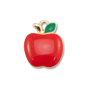 Anh&auml;nger Metall Enamel Apple Gold-red-green