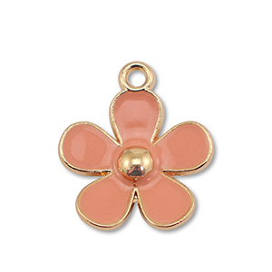 Anh&auml;nger Metall Enamel Flower Gold-terracotta rose
