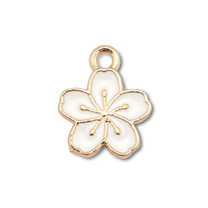 Anh&auml;nger Metall Enamel Flower Gold-white