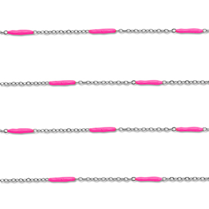 Zubeh&ouml;r aus Stainless Steel - Rostfreiem Stahl Gliederkette with Rod Silver-pink