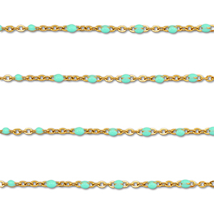 Zubeh&ouml;r aus Stainless Steel - Rostfreiem Stahl Gliederkette 1mm Gold-mint turquoise
