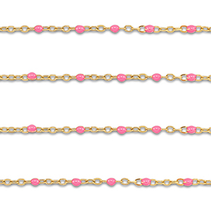 Zubeh&ouml;r aus Stainless Steel - Rostfreiem Stahl Gliederkette 1mm Gold-pink