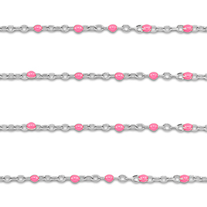 Zubeh&ouml;r aus Stainless Steel - Rostfreiem Stahl Gliederkette 1mm Silver-pink