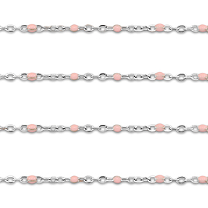 Zubeh&ouml;r aus Stainless Steel - Rostfreiem Stahl Gliederkette 1mm Silver-light pink