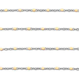 Zubeh&ouml;r aus Stainless Steel - Rostfreiem Stahl Gliederkette 1mm Silver-nude peach