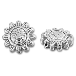 Perlen aus Stainless Steel - Rostfreiem Stahl Flower with Face Silver