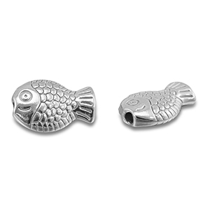 Perlen aus Stainless Steel - Rostfreiem Stahl Fish Silver