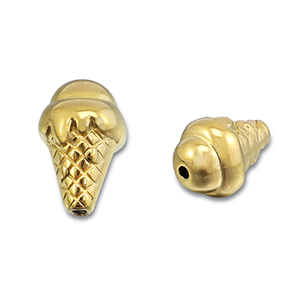Perlen aus Stainless Steel - Rostfreiem Stahl Ice Lolly Gold