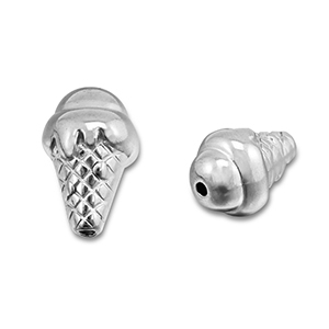 Perlen aus Stainless Steel - Rostfreiem Stahl Ice Lolly Silver