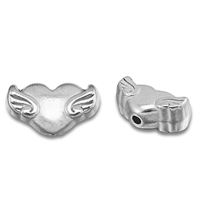 Perlen aus Stainless Steel - Rostfreiem Stahl Heart with Wings Silver