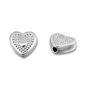 Perlen aus Stainless Steel - Rostfreiem Stahl Heart Silver