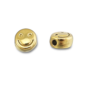 Perlen aus Stainless Steel - Rostfreiem Stahl Smiley Gold