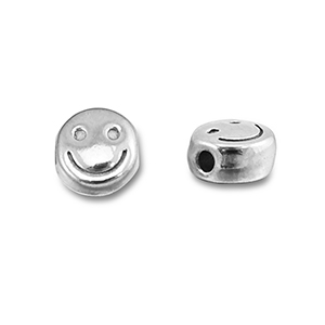 Perlen aus Stainless Steel - Rostfreiem Stahl Smiley Silver