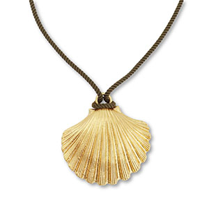 Statement-Ketten Kordel with Shell Dark green-gold