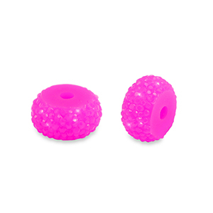 Perlen aus Resin Rondell 8mm Magenta pink