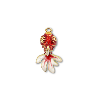 Eco-brass&reg; nachhaltiges Messing Anh&auml;nger Fish Gold-red-white
