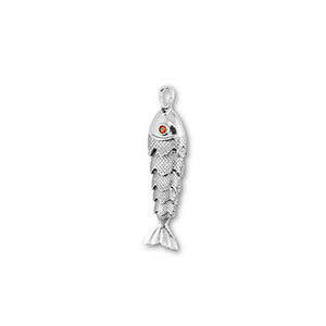 TQ Metall Brass Anh&auml;nger Fish Silver-orange