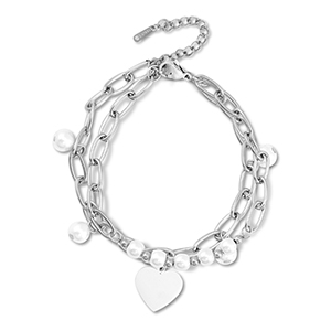 Stainless Steel - Rostfrei Stahl Armb&auml;nder Heart Silver