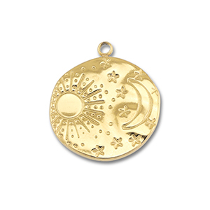 Anh&auml;nger aus Stainless Steel - Rostfreiem Stahl Sun & Moon Gold