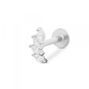 Stainless Steel - Rostfrei Stahl Ohrpiercing Leaf Silver