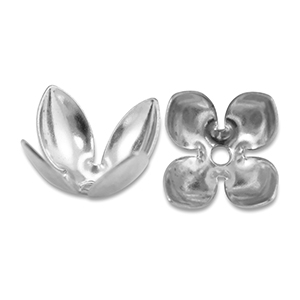 Zubeh&ouml;r aus Stainless Steel - Rostfreiem Stahl Perlenkappe Flower Silver