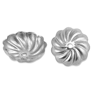 Zubeh&ouml;r aus Stainless Steel - Rostfreiem Stahl Perlenkappe Flower Silver