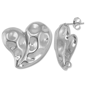 Zubeh&ouml;r aus Stainless Steel - Rostfreiem Stahl Ohrringe / Ohrstecker Heart with Loop Silver