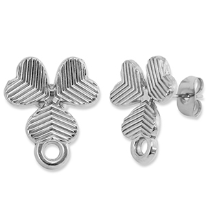 Zubeh&ouml;r aus Stainless Steel - Rostfreiem Stahl Ohrringe / Ohrstecker Clover with Loop Silver