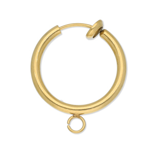 Zubeh&ouml;r aus Stainless Steel - Rostfreiem Stahl Clip-Creolen mit &Ouml;se 16mm Gold