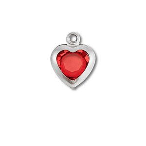 Anh&auml;nger aus Stainless Steel - Rostfreiem Stahl Heart Silver-red