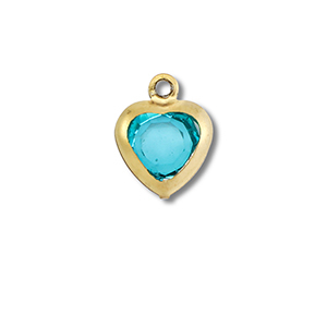 Anh&auml;nger aus Stainless Steel - Rostfreiem Stahl Heart Gold-aquamarine blue