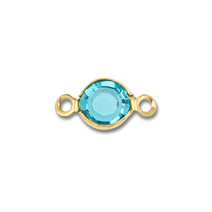 Zubeh&ouml;r aus Stainless Steel - Rostfreiem Stahl Connector Round Gold-aquamarine blue