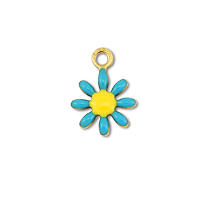 Anh&auml;nger aus Stainless Steel - Rostfreiem Stahl Flower Gold-blue-yellow
