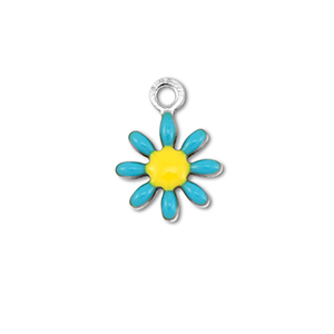 Anh&auml;nger aus Stainless Steel - Rostfreiem Stahl Flower Silver-blue-yellow