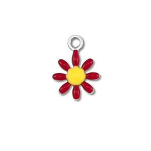 Anh&auml;nger aus Stainless Steel - Rostfreiem Stahl Flower Silver-dark red-yellow