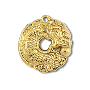 Anh&auml;nger aus Stainless Steel - Rostfreiem Stahl Donut with Dragon Gold